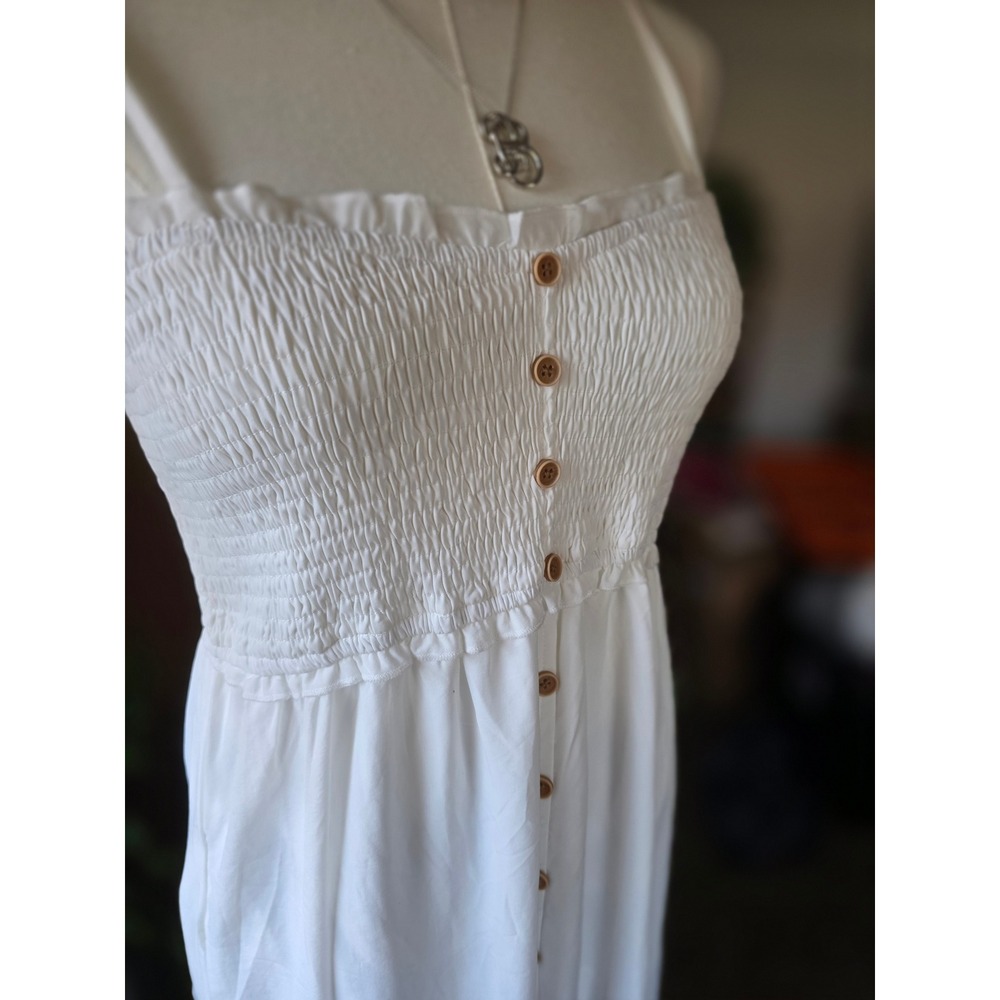 NWT || Dokotoo || White Smocked Button Down Maxi Dress || Size: S/M || - Picture 2 of 7